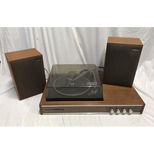 1196 - Prinz Stereo System 6, teak cased record player with speakers 64 w x 39cms d. 4 speed 16 16-3345-78 ... 