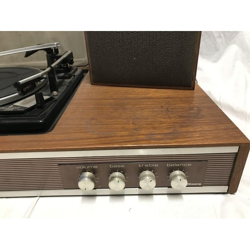 1196 - Prinz Stereo System 6, teak cased record player with speakers 64 w x 39cms d. 4 speed 16 16-3345-78 ... 