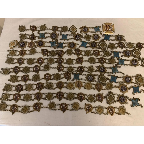 1216 - A large quantity of Masonic badges, and chains including of Order of Royal Buffalos etc.