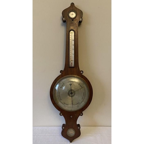 1218 - A 19thC rosewood, banjo barometer. William Hanson Hexham, 2 dial. 104 h x 33cms w. Inlaid with mothe... 