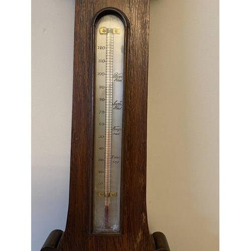 1218 - A 19thC rosewood, banjo barometer. William Hanson Hexham, 2 dial. 104 h x 33cms w. Inlaid with mothe... 