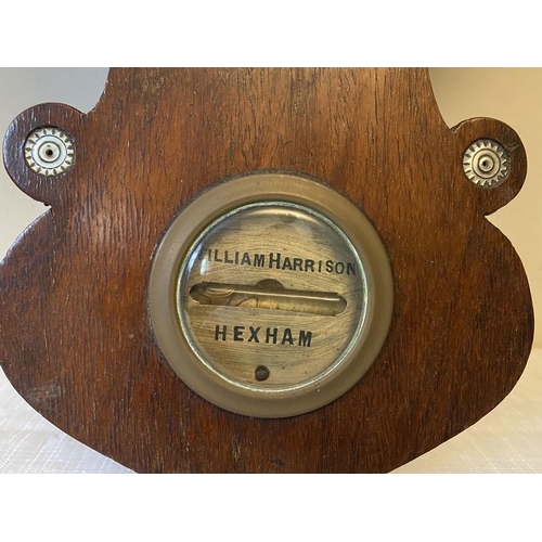 1218 - A 19thC rosewood, banjo barometer. William Hanson Hexham, 2 dial. 104 h x 33cms w. Inlaid with mothe... 