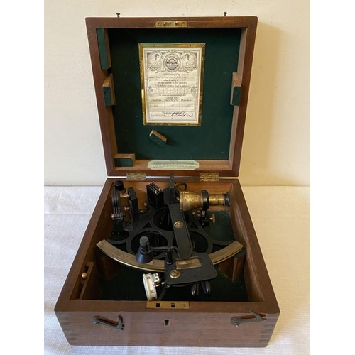 1220 - 'Husun' sextant no. 52939, maker Henry Hughes & Son Ltd of 6 inch radius and  reading to 10 inch mag... 