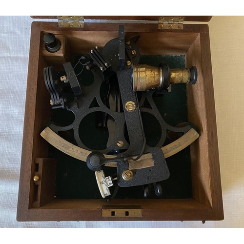 1220 - 'Husun' sextant no. 52939, maker Henry Hughes & Son Ltd of 6 inch radius and  reading to 10 inch mag... 