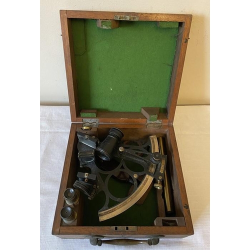 1222 - A mahogany cased sextant, label on case B.Cooke & Son Ltd, est 1863, instrument makers Hull. Sextant... 