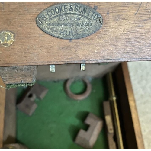 1222 - A mahogany cased sextant, label on case B.Cooke & Son Ltd, est 1863, instrument makers Hull. Sextant... 