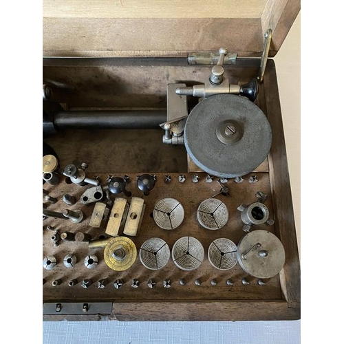 1223 - Late 19th/early 20thC jewellers lathe and fitting to include jewellery precision depth gauge.