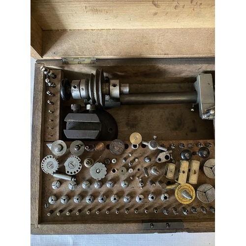 1223 - Late 19th/early 20thC jewellers lathe and fitting to include jewellery precision depth gauge.