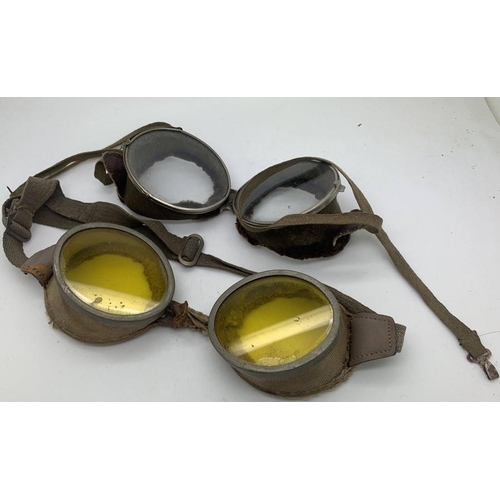 1234 - Two pairs of vintage goggles, one pair marked 'L'Express goggles Brevet 434606'- possibly military.