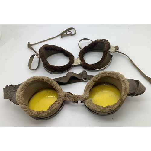 1234 - Two pairs of vintage goggles, one pair marked 'L'Express goggles Brevet 434606'- possibly military.