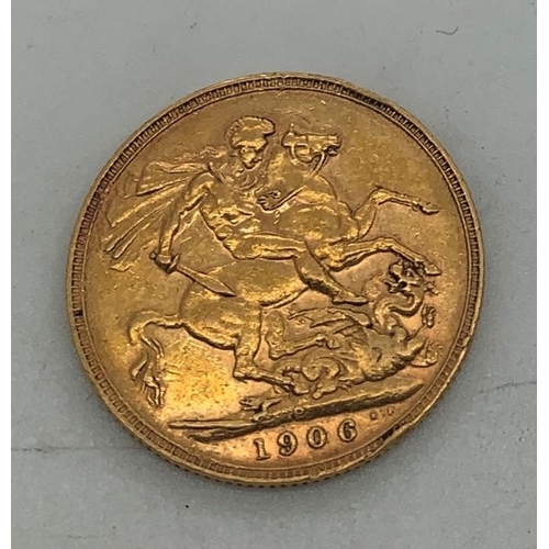 124 - Edwardian full gold sovereign 1906.