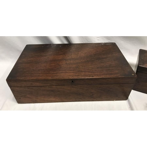 1246 - Mahogany writing box 35 w x 21 d x 10cms h and a mahogany sarcophagus tea caddy 20 w x 11 d x 12cms ... 