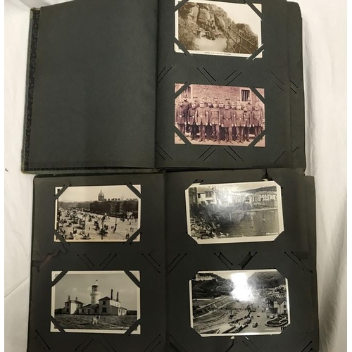 1254 - Two albums of postcards, British topographical, many real photos, one album with 182 postcards and o... 