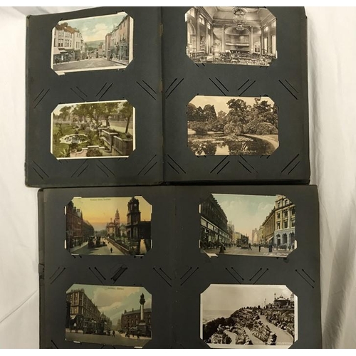 1254 - Two albums of postcards, British topographical, many real photos, one album with 182 postcards and o... 