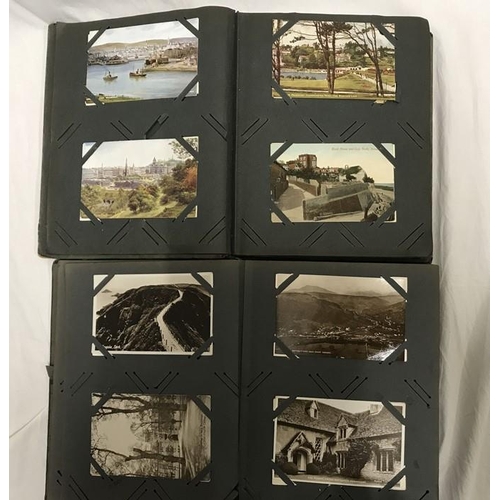 1254 - Two albums of postcards, British topographical, many real photos, one album with 182 postcards and o... 