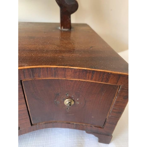 1260 - A 19thC mahogany serpentine front dressing table mirror, 68cms h.