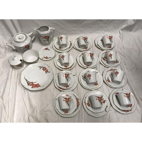 127 - Czechoslovakian bone china floral patterned tea ware, 43 pieces, teapot, hot water jug with plate, l... 