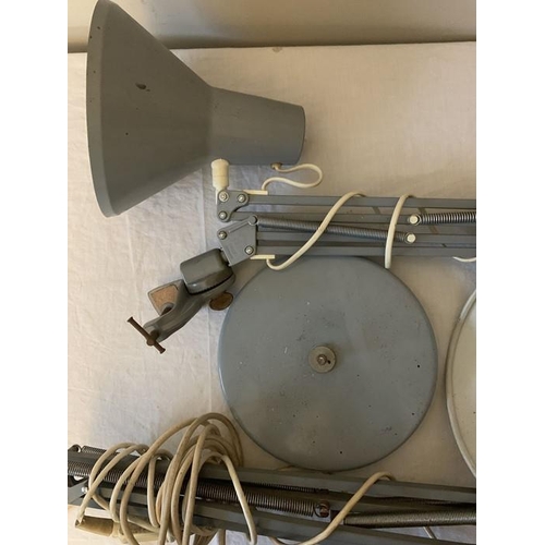 1282 - Two vintage anglepoise desk lamps, one labelled Thousand and One Lamps Ltd 108 Bromley Rd. London SE... 