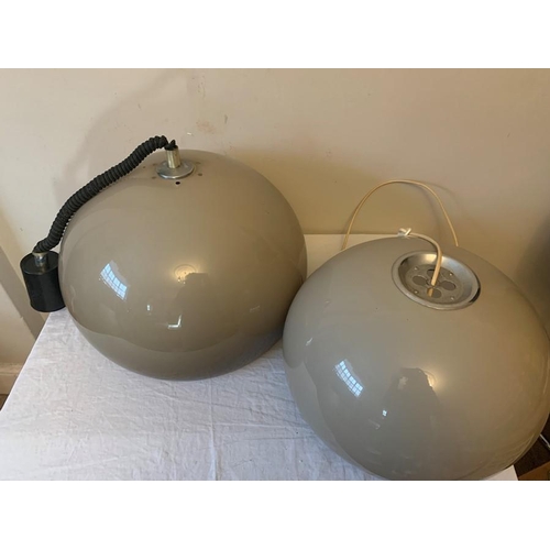 1284 - Two 1970's Plexiglas and aluminium height adjustable ceiling lights. Retailed through Heals, one wit... 