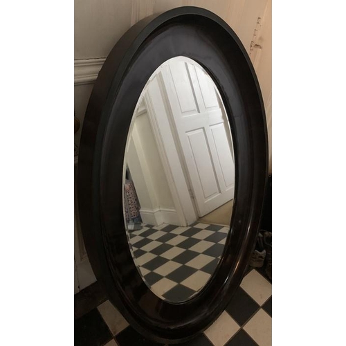 1289 - A 19thC oval deep framed bevel edged with mirror. 117 x 78cms.