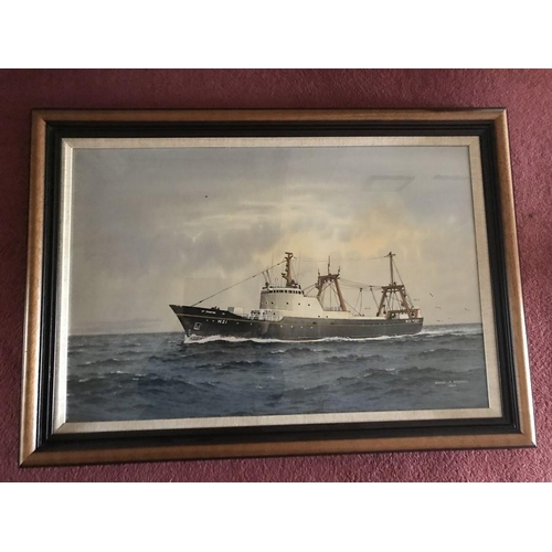 1372 - George P. Wiseman, watercolour, ships portrait of the St. Jasper of Hull, signed L.R. 1968, 44 x 66c... 