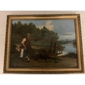 G. Mansfield, oil on canvas, Lock scene. 29 x 39cms.