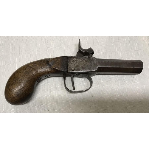 139 - A 19thC percussion cap pistol, single shot, 17.5cms l.