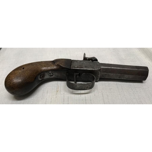 139 - A 19thC percussion cap pistol, single shot, 17.5cms l.