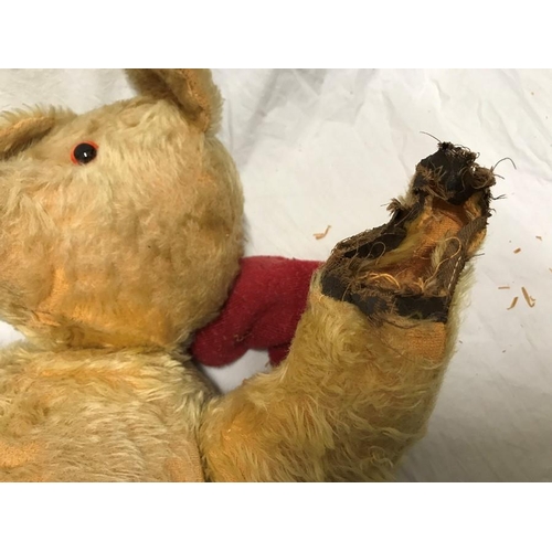 142 - Plush fur, straw filled Teddy bear, large, approx 65cms h.