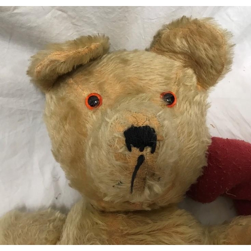 142 - Plush fur, straw filled Teddy bear, large, approx 65cms h.