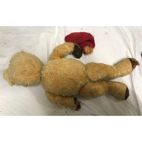 142 - Plush fur, straw filled Teddy bear, large, approx 65cms h.