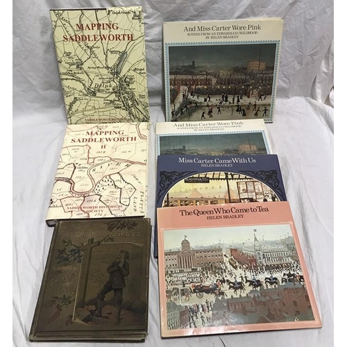 147 - Selection of books, Pilgrims Progress, sixth edition. Saddleworth Historical mapping book 1 and 2 an... 