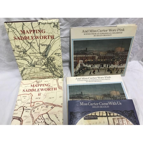 147 - Selection of books, Pilgrims Progress, sixth edition. Saddleworth Historical mapping book 1 and 2 an... 