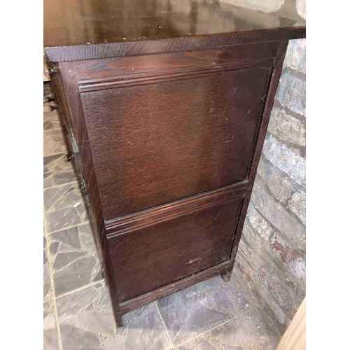 1588 - Oak Old Charm Style sideboard, three drawers over three cupboards.137w x 47d x 85h,cms.