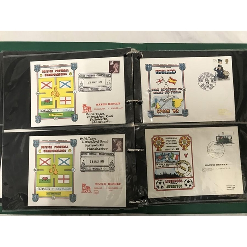 159 - New Thames stamp album containing 22 football themed cards in envelopes.