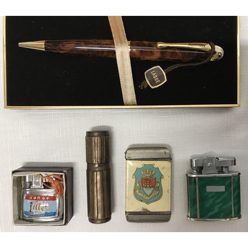 16 - A collection of pens and lighters to include Laque Norton pen with presentation box, gold colour Pap... 