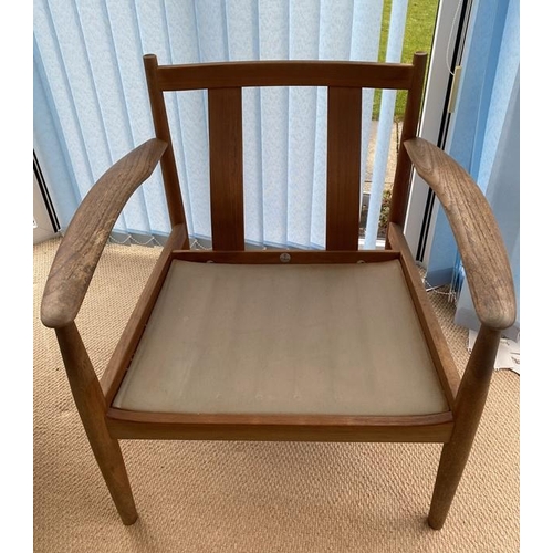 1603 - Teak mid Century armchair, makers label to back, Charles France and Son. Mid 60's. 79 w x 70 d x  70... 