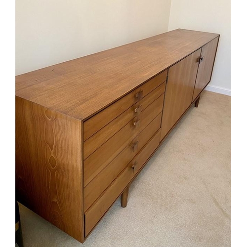 1606 - A large G-Plan 1960's retro vintage stained teak wood sideboard credenza comprising of a bank of fiv... 