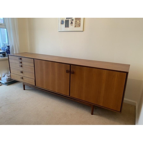 1606 - A large G-Plan 1960's retro vintage stained teak wood sideboard credenza comprising of a bank of fiv... 