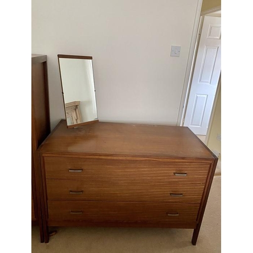 1609 - A Vanson 1960's bedroom suite. 111cms x 56 w x 74.5cms h. 3 height chest with mirror. 6 height chest... 