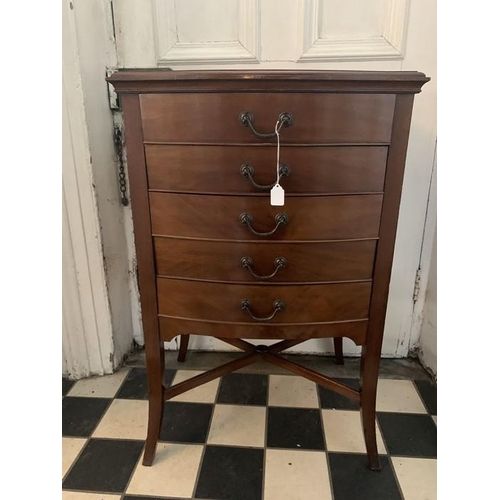 1617 - An Edwardian five drawer mahogany music cabinet. 55 w x 43 d x 85cms h.