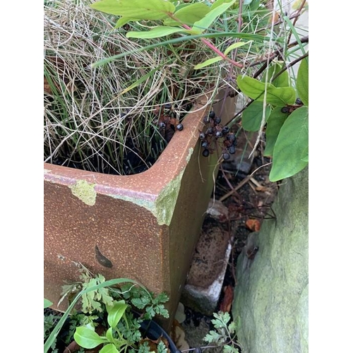 1621 - Stoneware troughs. Ingham and Sons, Wortley, Leeds. 74 w x 45 d x 28cms h.