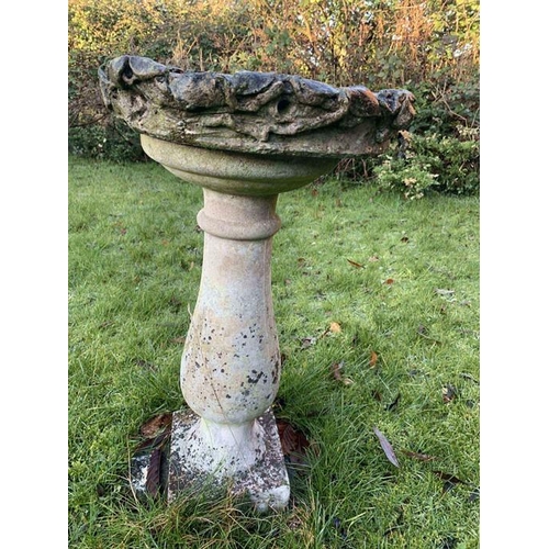 1628 - Reconstituted stone bird bath. 62 h x 35cms d.