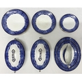 A Wedgwood and Co Ltd 'Granada' Royal Semi porcelain, blue, white & gold rimmed part set to include ... 