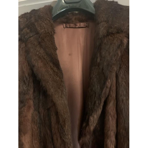 172 - A 1940's musquash fur coat with copy of photograph showing it worn by a brides grandmother in 1945.