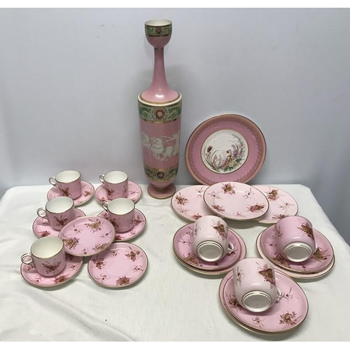 178 - Victorian pink pottery selection. S.B and Son part tea set 24 pieces, cups, saucers, side plates. Bu... 