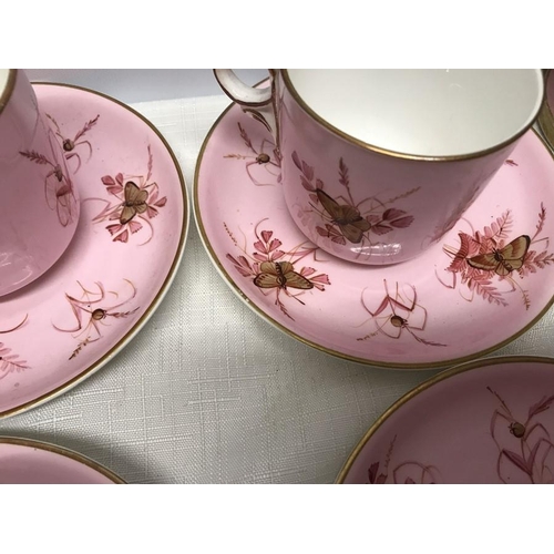 178 - Victorian pink pottery selection. S.B and Son part tea set 24 pieces, cups, saucers, side plates. Bu... 