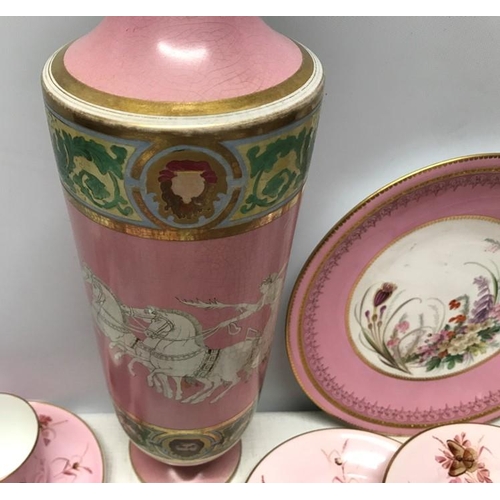 178 - Victorian pink pottery selection. S.B and Son part tea set 24 pieces, cups, saucers, side plates. Bu... 