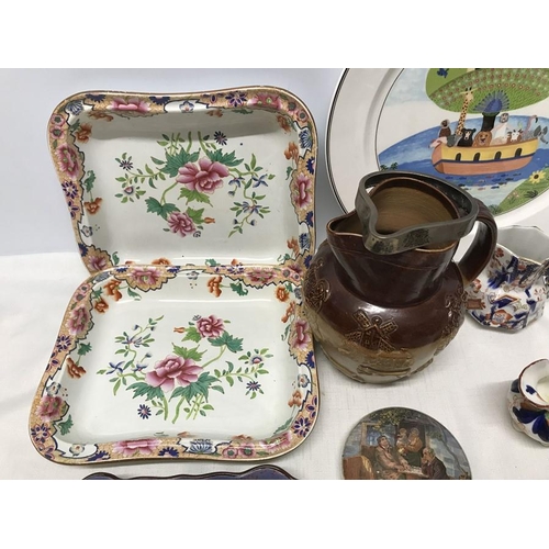 179 - Pottery selection. Villeroy and Boch design Naif plate, 31cms w. Pair of Spode floral pattern tray d... 