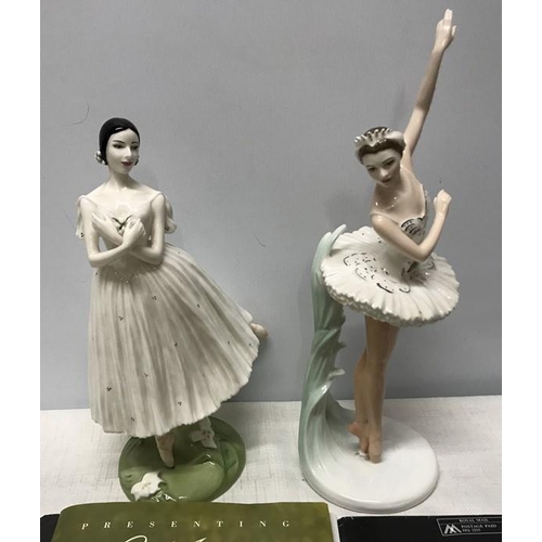 185 - Two Coalport figurines, Dame Margot Fonteyn CW 164, Ltd Edition 605 of 5000, C1994, 29cms h, Dame Al... 